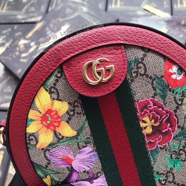 Gucci包 古馳女包 550618 Ophidia系列 花卉圓形迷你肩背包 Gucci鏈條式斜挎包  gudj1320